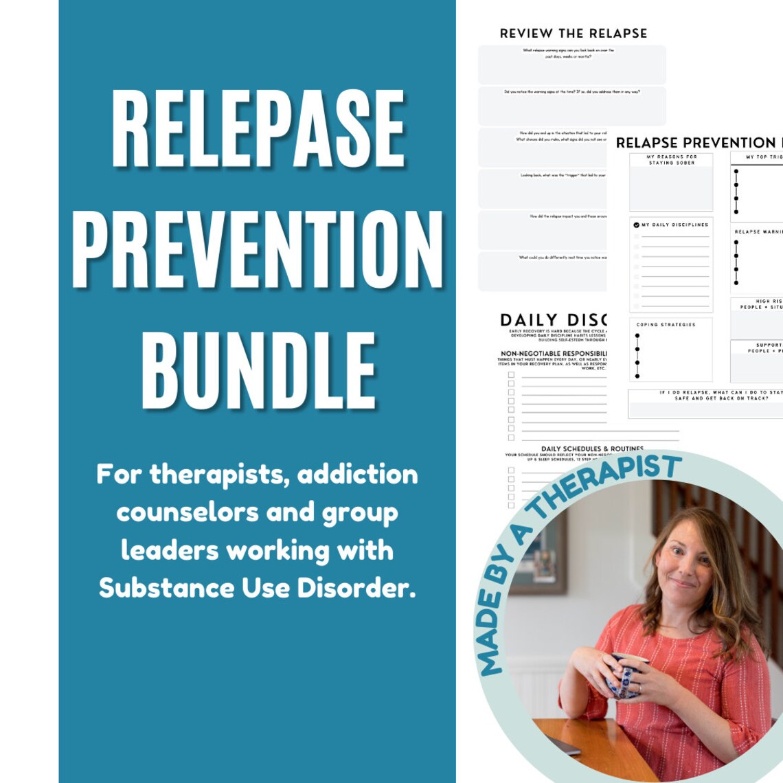 Relapse Prevention Worksheet Bundle: Substance Use Disorder Therapy ...