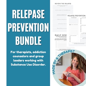 Relapse Prevention Plan Worksheet Bundle for Substance Use Disorder Treatment Group and Individual Therapy Tool Sobriety AA, NA