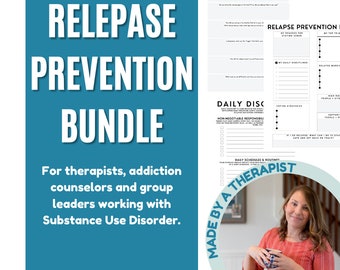 Relapse Prevention Worksheet Bundle: Substance Use Disorder Therapy (PDF)