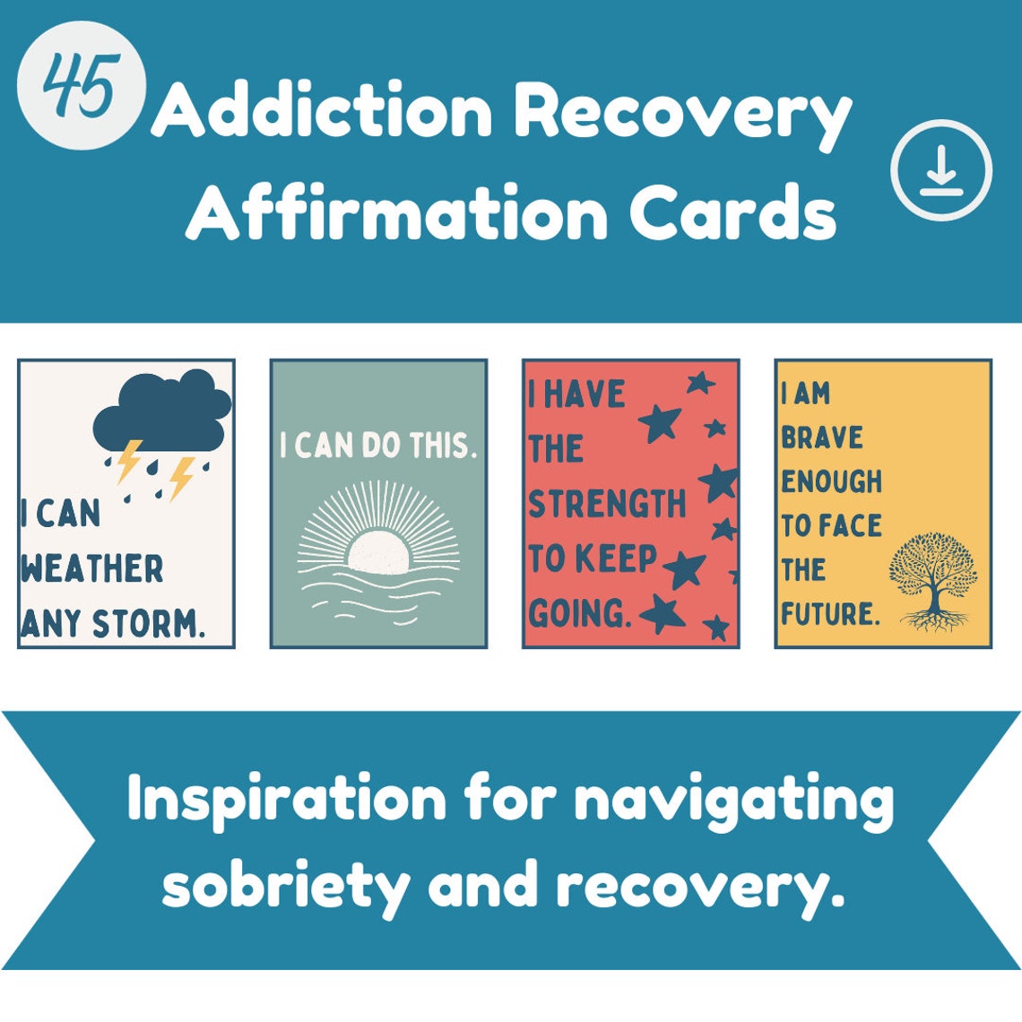 Sobriety Affirmation Cards for Addiction Early Recovery Sober
