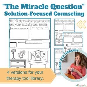 Miracle Question Solution Focused Counseling Therapy Coloring  Worksheet Adolescent Teen Coping Skills School Counseling Anxiety Depression