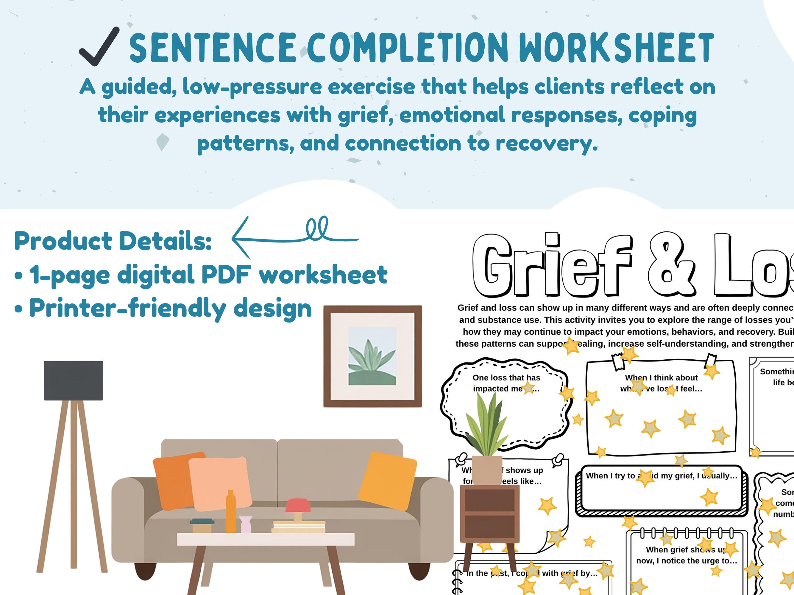 Grief and Loss Therapy Worksheet Bundle: Checklist, Calendar, Timeline ...