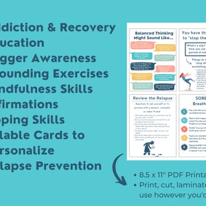 Addiction Recovery Coping Skills Cards: Sobriety, Relapse Prevention ...