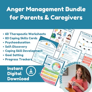 Werkblad woedebeheersing en kaartbundel copingvaardigheden voor ouders of therapeuten - afdrukbare werkmap voor zelfhulp of therapiehulpmiddelen