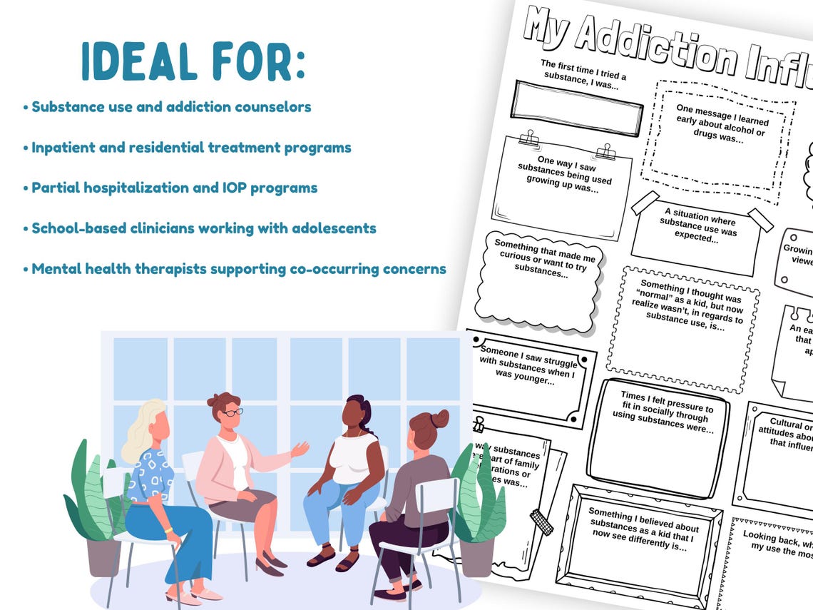 Addiction Influencers Worksheet and Group Activity Discussion Guide for ...