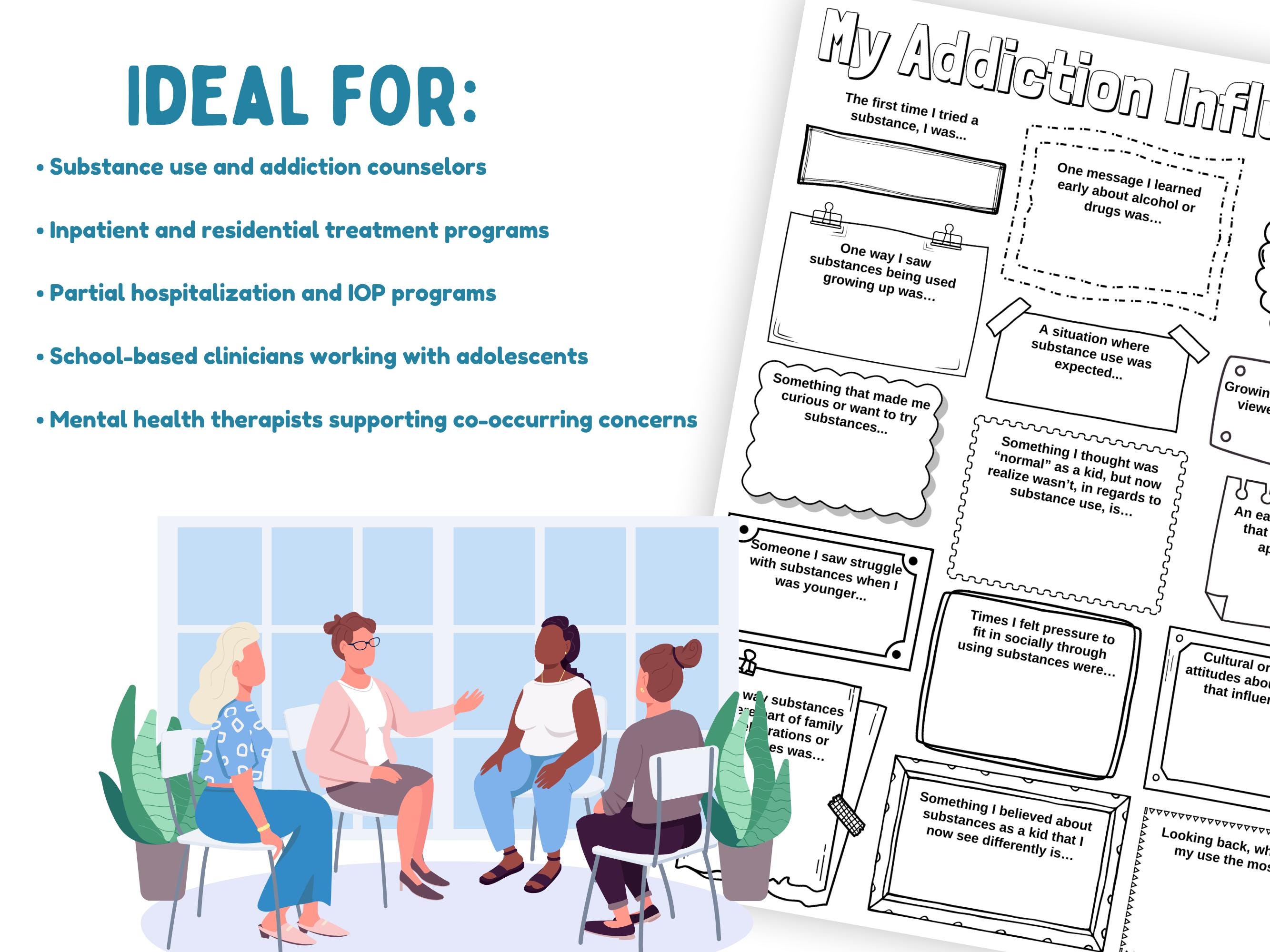 Addiction Influencers Worksheet and Group Activity Discussion Guide for ...
