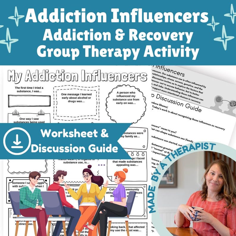 Addiction Influencers Worksheet and Group Activity Discussion Guide for ...