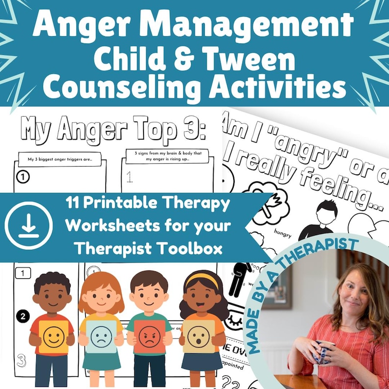 Anger Management Worksheet Bundle: Therapy Activities for Tweens ...