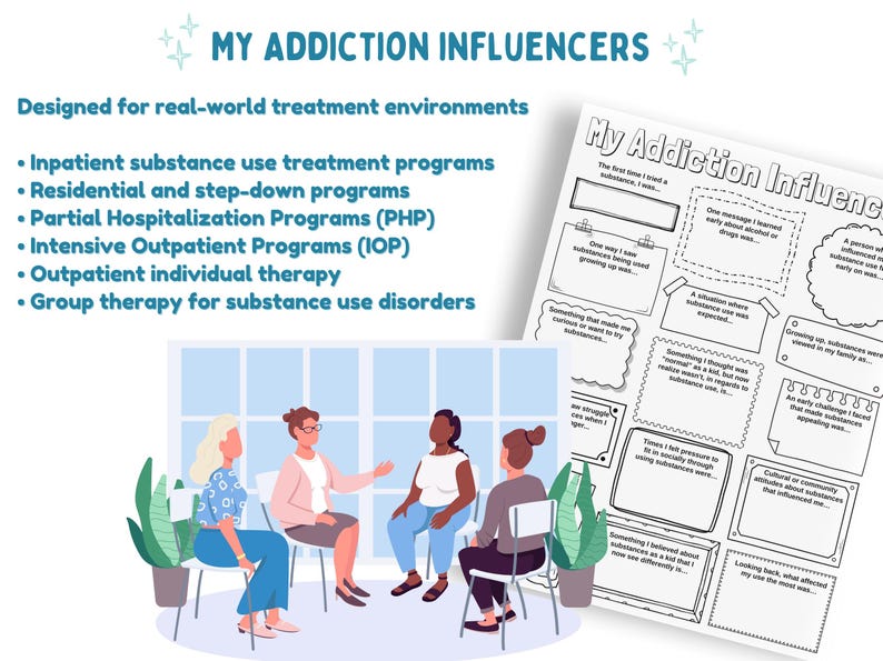 Addiction Influencers Worksheet and Group Activity Discussion Guide for ...
