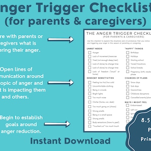 Anger-Auslöser-Checkliste für Eltern und Pflegekräfte - Anger-Bewältigungstherapie-Tool für Erwachsene, Elternkurse, Gruppen, psychische Gesundheit