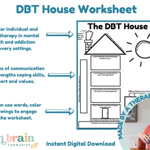 DBT House Worksheet for Mental Health and Addiction Treatment. Dialectical Behavior Therapy, Substance Use Disorder Group Therapy Tool