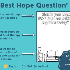 Solution Focused Counseling Worksheet Best Hopes Question for Individual and Group Therapy School or Mental Health Therapy Tools Printable