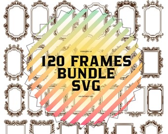 120 Decorative Frame Bundle SVG, PNG, Cnc Laser Cut Vector Files, abstract, baroque, Frame Decor Bundle
