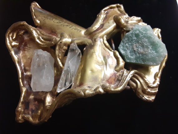 Boho Chic Brazilian Crystal and Brass Belt Buckle