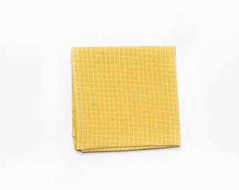 Topdrawer Japanese Handkerchief Thin Stripe Pattern Yellow Cotton Linen Blend