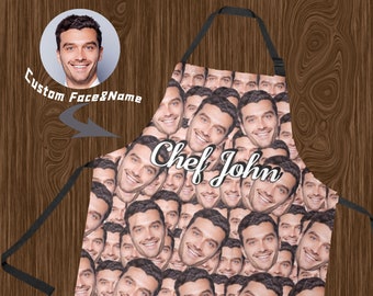 Personalized Face Apron, Custom Chef Name Gift For Dad