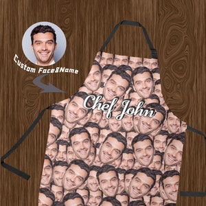 Personalized Custom Face Apron For Men, Custom  Chef Name Aprons，Cooking Gifts For Men, Chef Dad Husband Father‘s Day/Birthday Grill Gift
