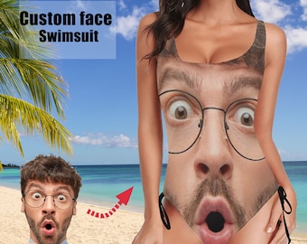 Custom Face One-Piece Swimsuit, Personalized Bachelorette Bathing Suit