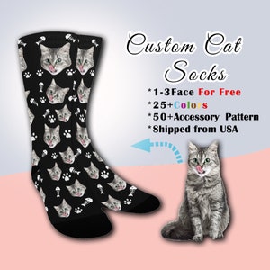 Customized Cat Socks,Picture Socks,Photo Socks,Pet Lovers Gift, Cat Gift, Cat Personalized,Cat Gift Socks,Custom Pet Socks,Dog Cat Face Sock