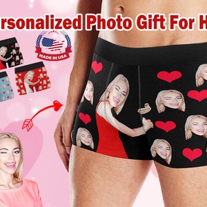 Boxer facial personnalisé pour petit ami / mari,Boxer Custom Men Boxer,Face Underwear,Saint-Valentin / Anniversaire / Cadeau d’anniversaire pour hommes