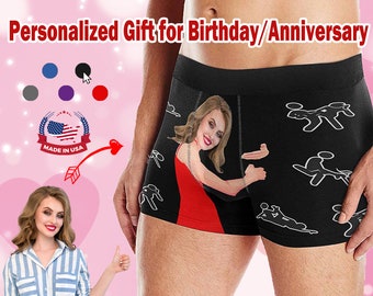 Personalized Gift for Valentine's Day/Anniversary/Birthday,Custom Boxer Brief,Face Underwear,Custom Men Boxer,Gift for Him,Husband,boyfriend