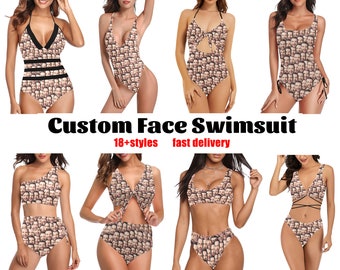 Custom Face Swimsuit/Personalize Bachelorette Swimsuit/Women Swimsuit/Bride bathing Suit/Bachelorette Party bathing suit/Gifts for Her,Wife