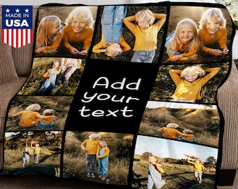 Custom Photo Blanket, Personalized Family Gift for Dad/Grandpa