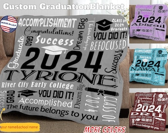 2024 Graduation Blanket,Personalized Graduation Blanket,Senior Graduation Gift,Custom Text Graduation Blanket Gift for Her,Him,Class of 2024