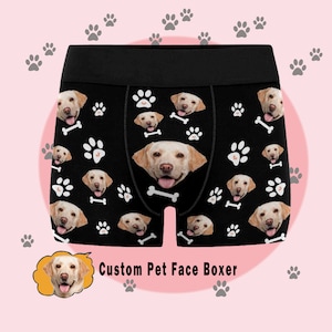 Boxer personalizzati con faccia di animale domestico, regalo di biancheria intima personalizzata con foto