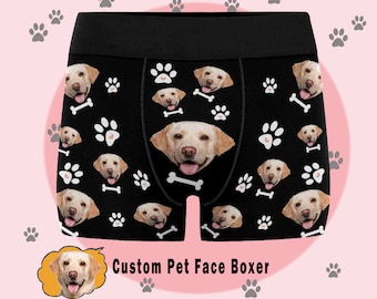 Custom Funny Pet Face Boxer Briefs,Personalized Photo Gift for Boyfriend/Husband,Face Underwear,Custom Men underwear,Christmas Gift to Him