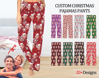 Pantalon de pyjama de Noël personnalisé, pyjama de Noël en famille, pyjama de vacances assorti, cadeau pyjama photo pour famille, couple, lui, elle