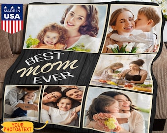 Custom Photo Blanket, Mom Gift, Personalized Keepsake