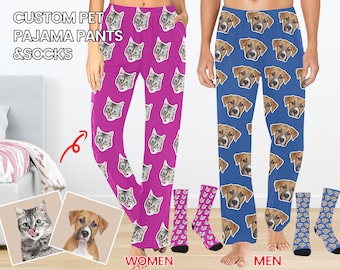 Pantalon de pyjama personnalisé, pantalon personnalisé, pantalon de pyjama personnalisé, pyjama photo pour pyjama pour animal de compagnie, pantalon de pyjama photo, cadeau photo de Noël/anniversaire pour amoureux des animaux de compagnie