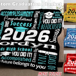Personalized 2026 Graduation Blanket, Custom Senior Gift