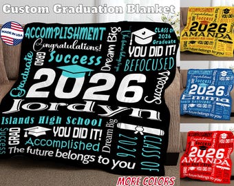 Personalized 2026 Graduation Blanket, Custom Senior Gift