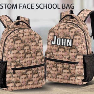 Sac à dos pour la rentrée scolaire avec visage, cartable personnalisé, sac à dos décontracté personnalisé, cartable personnalisé, cadeau personnalisé pour garçon, fille, enfant