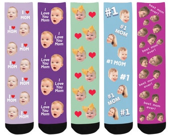 Custom Face Photo Socks, Mother's Day Gift