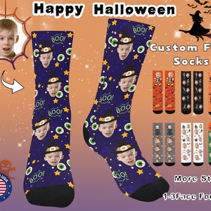 Custom Face Socks-Personalized Halloween Socks ,Photo Socks,Custom Funny Halloween Socks, Custom Printed Socks,Funny Socks,Happy Halloween