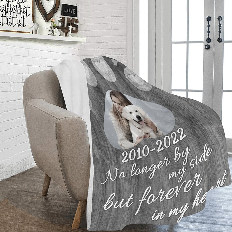 Pet Memorial Blanketcustom Photo Blanketpersonalized Picture Etsy