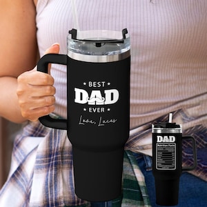 Customized Best Dad 40oz Tumbler with Handle and Straw,Personalized 20oz,30ozTumbler, Tumblers,Gift for Him,Dad,Insulated Travel Mug Tumbler