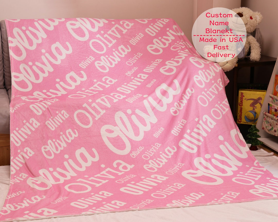 Personalized Baby Blanket With Name,custom Baby Shower Gift,throw Name