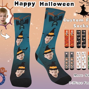 Custom Face Socks-Personalized Halloween Socks ,Photo Socks,Custom Funny Halloween Socks, Custom Printed Socks,Funny Socks,Happy Halloween