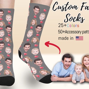 Custom Face Socks -Custom Photo Socks,BFF Socks,Personalized Socks, Custom Printed Socks, Picture Socks,Best Friend Socks,Gift to Dad