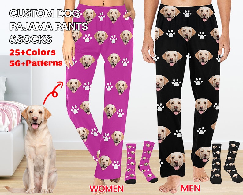 Pantalon de pyjama pour animaux de compagnie personnalisé, pyjama pantalon personnalisé, pantalon Pj personnalisé, pyjama photo, pyjama pour chien, cadeau photo de Noël/anniversaire pour elle lui image 1