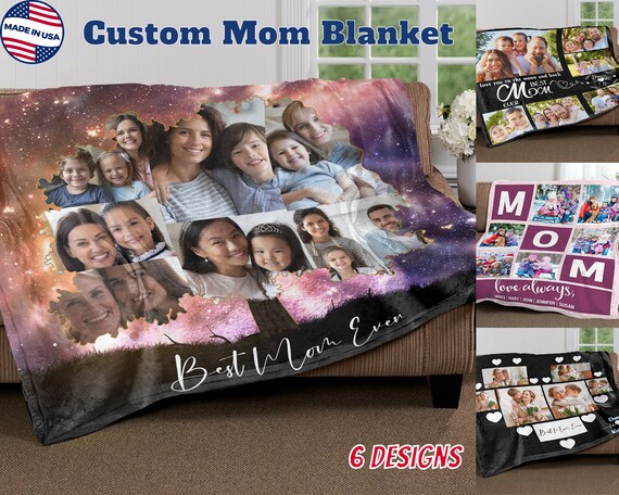Personalisiertes Foto-Decke – Individuelle Bilddecke Mit Text Für Mutter, Familie, Als Geschenk Zu Muttertag, Geburtstag