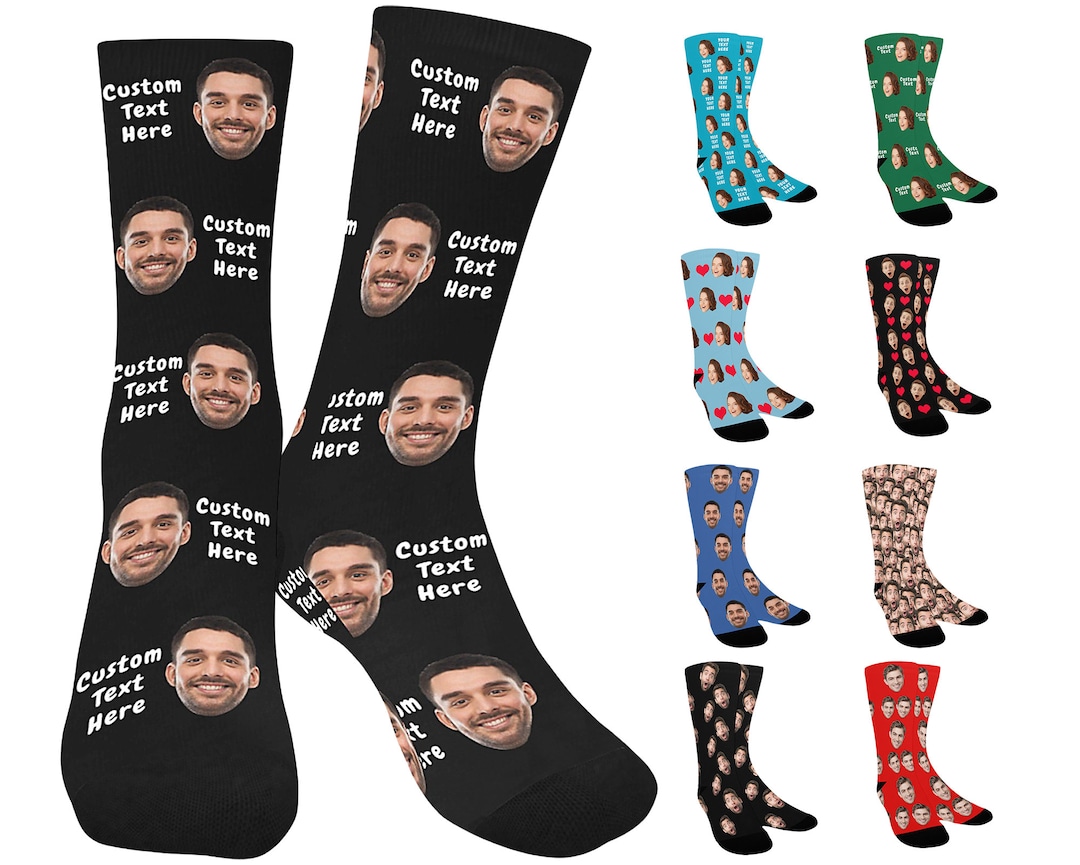 Custom Face Socks W Textcustom Photo Socks,face on Socks,personalized