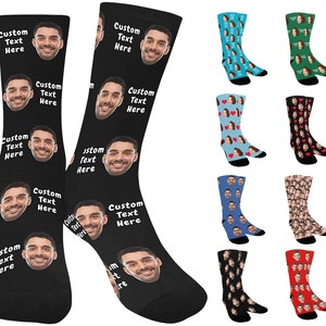 Custom Face Socks w Text-Custom Photo Socks,Face on Socks,Personalized Socks,Picture Sock,Photo Socks for Men,Gift for Dad Christmas Gift