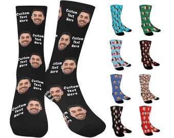 Custom Face Socks w Text-Custom Photo Socks,Face on Socks,Personalized Socks,Picture Sock,Photo Socks for Men,Gift for Dad Christmas Gift