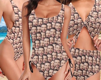 Custom Face One-Piece Swimsuit, Personalized Bachelorette Party Gift
