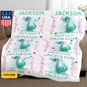 Personalized Dinosaur Blanket - Fleece Blanket - Miles Kimball
